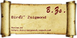 Biró Zsigmond névjegykártya